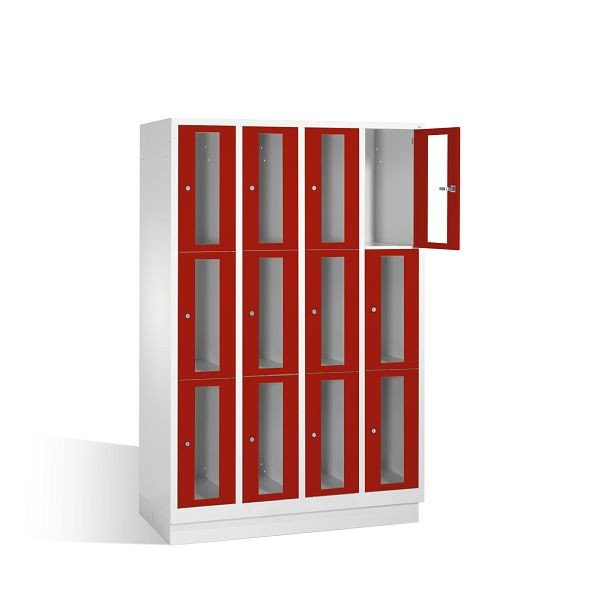 C+P lockerkast Classic, H1800xB1190xD500mm, kleur: lichtgrijs/robijnrood, 8020A403 S10001