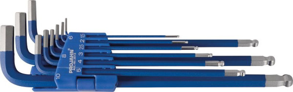 Projahn Stiftsleutelset, binnenzeskant lange uitvoering, blauw 1,5 - 10 mm 9 stuks, 3613