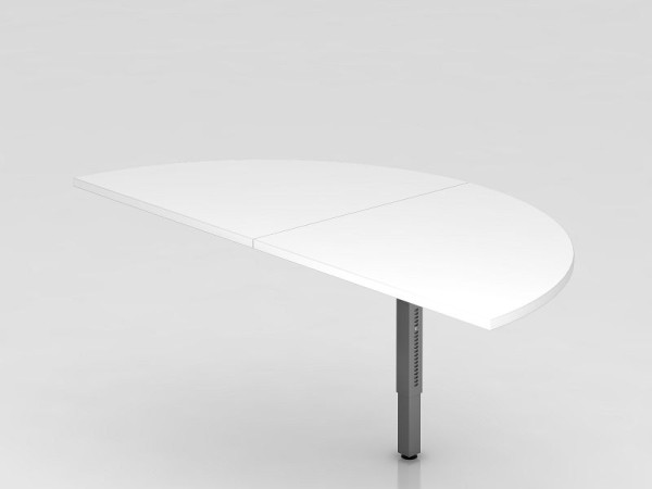 Hammerbacher aanschuiftafel 2x kwartcirkel/onderstel vierkant wit/grafiet, halve cirkel voor bevestiging aan een bureau, VRA160/W/G