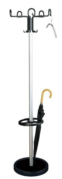 Kerkmann kapstok Prima, Ø 500, H 1760 mm, zwart/mat aluminium, 30671015