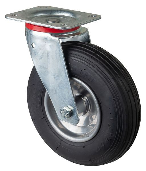 BS rollen transportrol, wielbreedte 65 mm, wiel-Ø 230 mm, draagvermogen 130 kg, luchtwiel rubber zwart, wiellichaam stalen velg, rollager, L400.C90.230