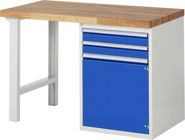 RAU werkbank serie 7000 - modulair ontwerp, onderbouw container (2x lade, 1x draaideur), 1250x840x700 mm, 03-7503A1-127B4S.11
