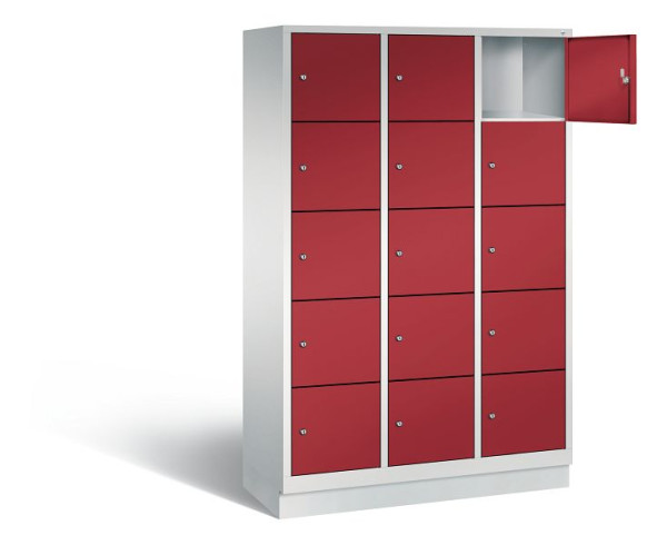 C+P lockerkast Evolo, H1800xB1200xD500mm, kleur: lichtgrijs/robijnrood, 48020-325 S10040