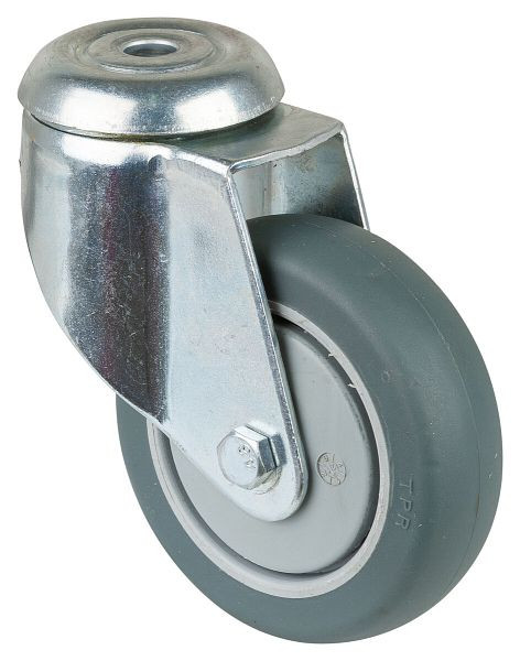BS-wielen Zware apparatuurwielen, wielbreedte 30 mm, wiel-Ø 100 mm, draagvermogen 80 kg, grijs rubberen loopvlak, kogellagers, VE = 2 stuks, C101.A85.100