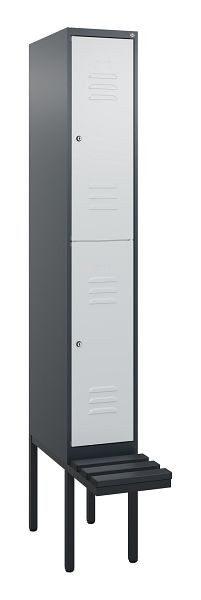 C+P dubbeldekskast Classic PLUS, 2120x300x815mm, 7016/7035, cilindersloten, met basisframe en zwevende zitting, 0803407-10 S10028