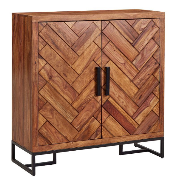 Wohnling schoenenkast sheesham massief hout 100x105x40 cm schoenenrek gesloten, design schoenenkast halkast met plank, WL6.530