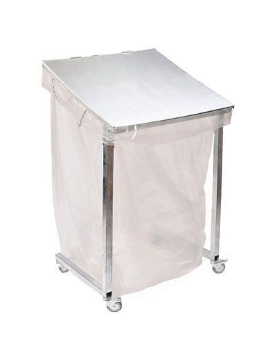 DENIOS grootvolume recyclingcollector, 2.500 liter inhoud, 1,5 m hoog, met deksel, verzinkt, verrijdbaar, 312349
