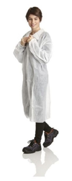 DS SafetyWear PP kiel, 4 drukknopen, kraag, elastische mouwen, 40g, maat L, VE: 50 stuks, PPKI40-L