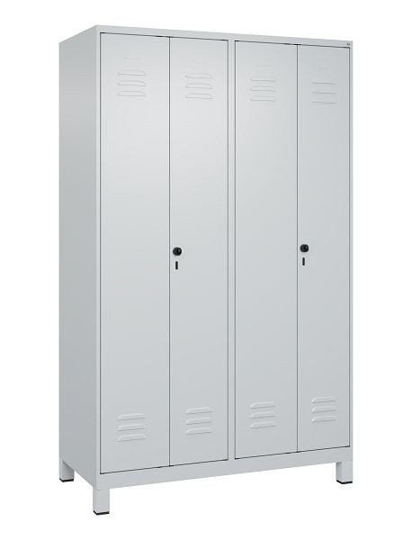 C+P Umkleidespind Classic PLUS SW, Füße, 4 Abteile, 1950x1200x500mm, 7035/7035, Drehriegel, 080012-40 S10009