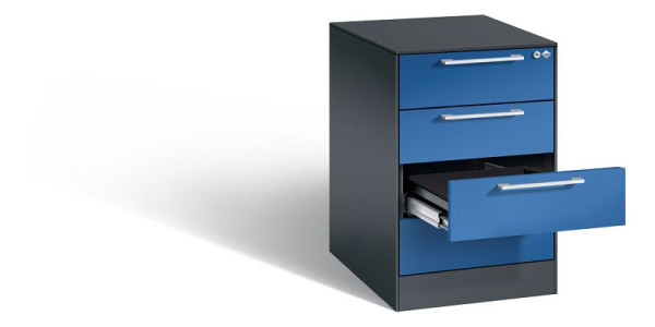 C+P archiefkast Asisto, H710xB440xD600mm, kleur: zwartgrijs / gentiaanblauw, beugelgreep, 146 275-422 S10008