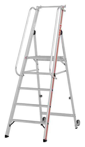 HYMER platformladder met kantelrollen en lange leuning, 5 treden, stahoogte 1,15 m, 808105