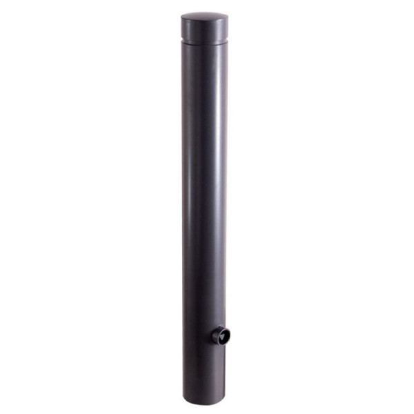 Stone HGS tuinpaal Ø 100 mm van sterkwandig aluminium met siergroef, stationair / voor deuvels, geel gecoat met zwarte strepen, 2 oogjes (180°), 40101pbsonder-gs-2