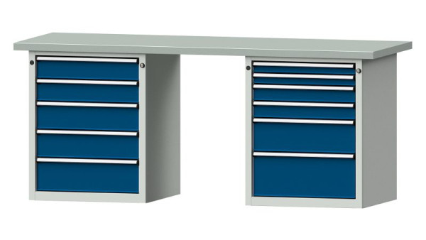 ANKE werkbanken combinatie werkbank, model 841 V, 2000 x 700 x 840 mm, RAL 7035/5010, ZBP 40 mm, 415.124