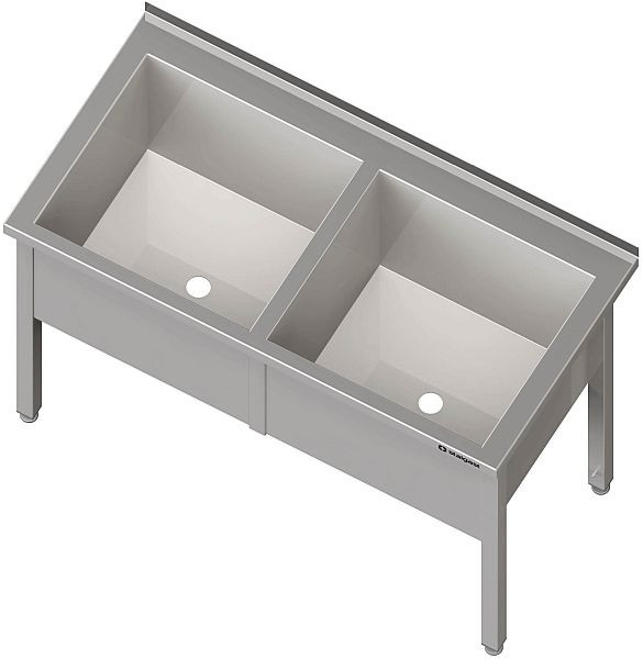 Stalgast wasbak, hoogte 850 mm, met twee wastafels, 400 mm wasbakhoogte, met opstaande rand, gelast