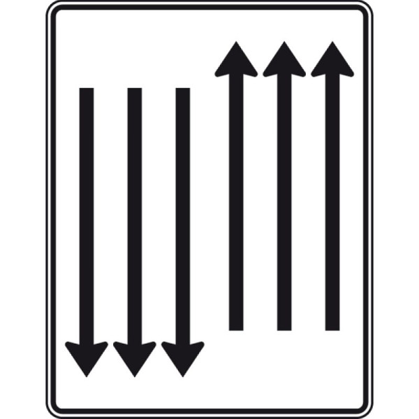 Stone HGS rijstrokenbord met tegenligger, drie rijstroken in rijrichting, drie rijstroken in tegengestelde richting, nr. 522-36, RA2/vlakke vorm 2mm, zonder afstandsinformatie, 1600x1250mm, 522-36-121