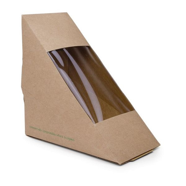 Vegware Composteerbare kartonnen dozen voor sandwichhoeken, pak van 500, DW624
