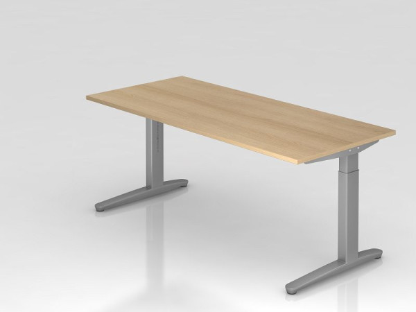 Hammerbacher bureau C-poot 180x80cm eiken/zilver, aluminium loper zilver (vergelijkbaar met RAL 9006), VXB19/E/SS