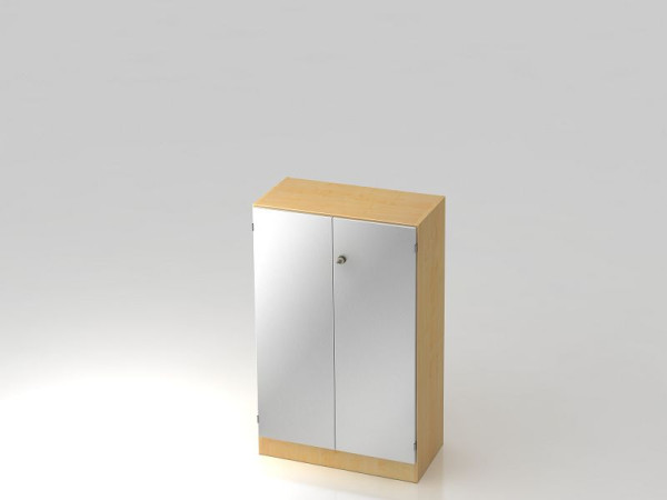 Hammerbacher kast 3OH met onderplaat gestreepte greep esdoorn/zilver, 80x42x127 cm (BxDxH), V6550/3/S/SG