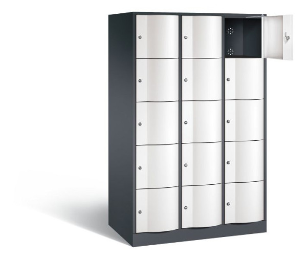C+P XL lockerkast Resisto, H1950xB1148xD640mm, kleur: zwartgrijs / verkeerswit, 8570-373 S10174