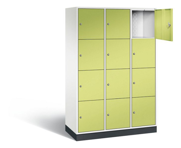 C+P XL lockerkast Intro, H1950xB1220xD490mm, kleur: verkeerswit / virid green, 8470-302 S10292