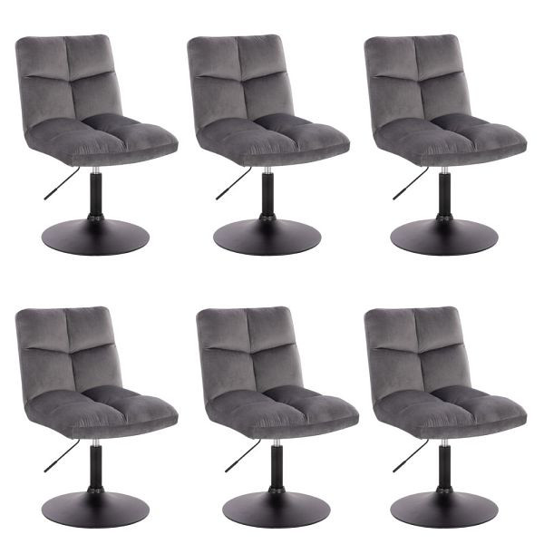 HOME DELUXE Draaibare pokerstoelen set van 6 ACE - fluweel lichtgrijs, 50860