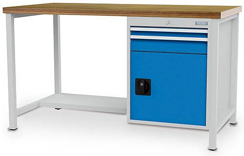 Bedrunka + Hirth box werkbank serie 1500 R18-24, 1x50, 1x100 mm, lade volledig uittrekbaar 100%, 1500 x 750 x 959 mm, 03.14.11V9