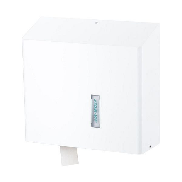 Air Wolf grote rollendispenser vrij te vullen met 1 grote rol, Omega serie, H x B x D: 350 x 377 x 133 mm, wit RVS, 29-437