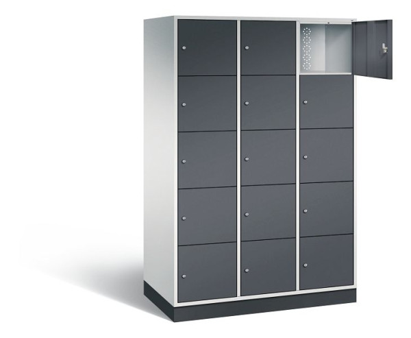 C+P XL lockerkast Intro, H1950xW1220xD590mm, kleur: lichtgrijs / zwartgrijs, 8570-303 S10030