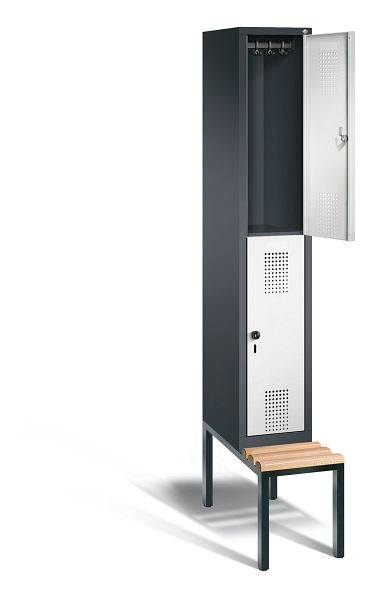 C+P locker dubbellaags Evolo, H2090xB320xD815mm, kleur: zwartgrijs/lichtgrijs, 48350-10 S10013
