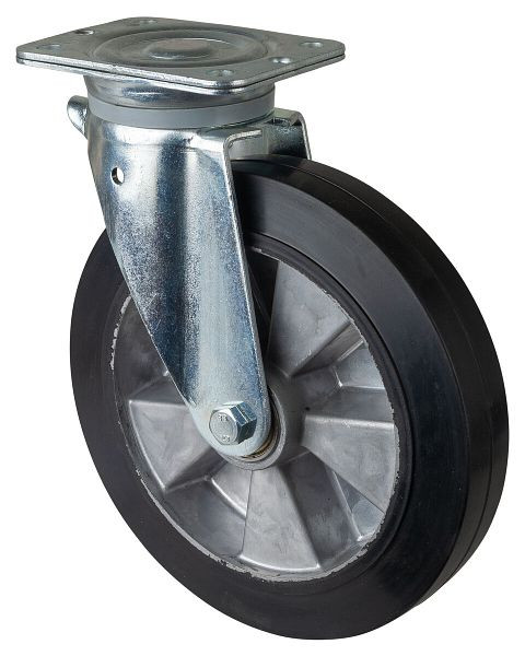 BS Rollen zwaarlastwiel, wielbreedte 50 mm, wiel-Ø 250 mm, draagvermogen 550 kg, zwarte elastische banden, aluminium wiellichaam, kogellagers, N100.B80.251