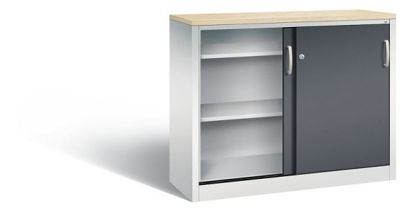 C+P dressoir met schuifdeuren Acurado, H1000xB1200xD400mm, kleur: lichtgrijs/zwartgrijs, beugelgreep, 2046-00 S10276