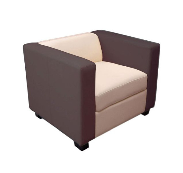 Mendler fauteuil Lille kunstleer creme/coffee, 14241+17386