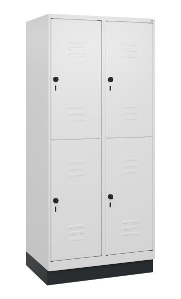 C+P Doppelstöckiger Spind Classic PLUS, Sockel, 2 Abteile, 1800x800x500mm, 9016/9016, Drehriegel, 0803207-22 S10014