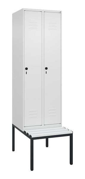 C+P luierkastje Classic PLUS, met onderbank, 2 vakken, 2120x600x815mm, 9016/9016, draaibare sluiting, 0800507-20 S10044