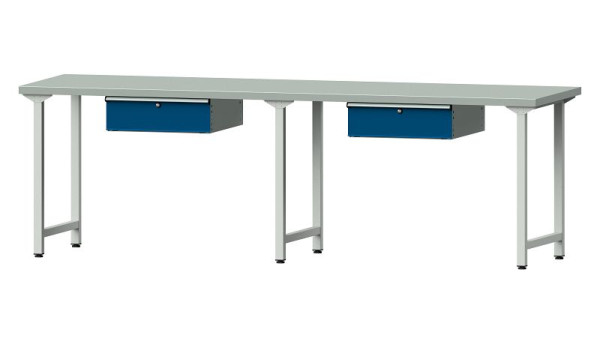 ANKE werkbanken werktafel, model 193, 2800 x 800 x 890 mm, RAL 7035/5010, ZBP 40 mm, 401.477