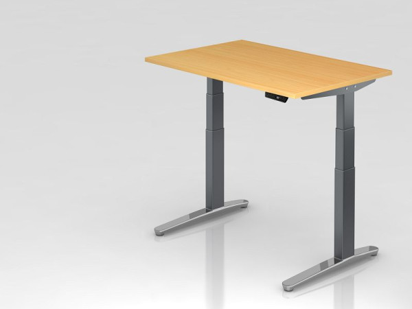 Hammerbacher elektrisch zit-sta bureau 120x80cm beuken/grafiet, gepolijst, rechthoekige vorm, VXBHM12/6/GC