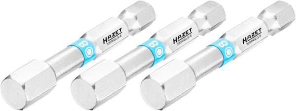 Hazet bit, massief zeskant 6,3 (1/4 inch), binnenzeskant profiel, 8 mm, aantal gereedschappen: 3, lange uitvoering, sleutelmaat: 8 mm, 2204NSLG-8/3