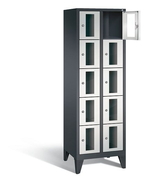 C+P lockerkast Classic, H1850xW610xD500mm, kleur: zwartgrijs/lichtgrijs, 8010A205 S10015