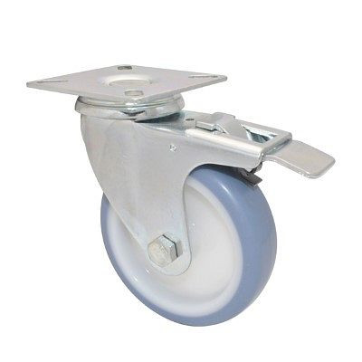 WAGNER Apparate-Lenkrolle Durchmesser 100mm, TPR, soft, Gleitlager, Feststeller, Tragkraft 75kg, VE: 4 Stück, 3370001