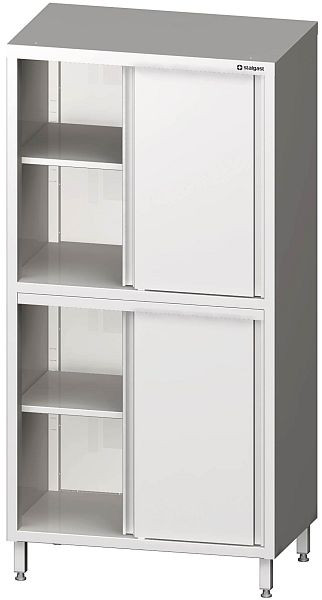 Stalgast hoge kast, hoogte 2000 mm, met schuifdeuren, met twee kasten, gelast