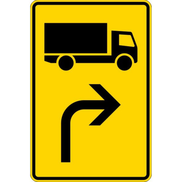 Stenen HGS wegwijzer voor voertuigen met een toegestane totale massa van meer dan 3,5 t (naar rechts wijzend) nr. 442-20, 630x420mm /RA1/Alform, 442-20-112