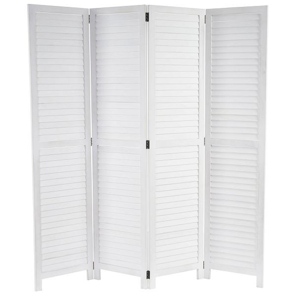 Mendler Paravent HWC-C30, scheidingswand privacyscherm, shabby look vintage, 170x160cm, wit, 45836