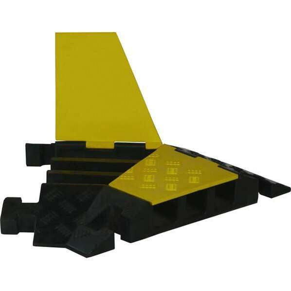 Schakebocht 45º met adapter, voor kabels & slangen, met drie doorvoerkanalen 50x 50 mm, hoek naar links, uitvoering: kunststof, 33934WL