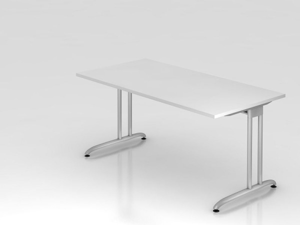 Hammerbacher bureau C-poot 160x80cm wit, horizontale kabelgoot, werkhoogte 72 cm, VBS16/W/S