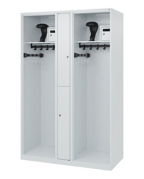 C+P brandweerkast Evolo, model MAXI, 2 compartimenten, H1850B1200T500 mm, lichtgrijs, helmhouder, 0496015-020 S10003