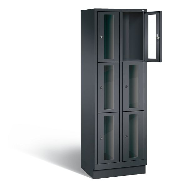 C+P lockerkast Classic, H1800xB610xD500mm, kleur: zwart-grijs, 8020A203 S10015
