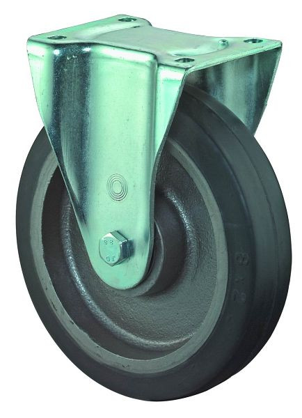 BS Rollen zwaarlastwiel, bokwiel, wielbreedte 50 mm, wiel-Ø 200 mm, draagvermogen 450 kg, zwarte elastische banden, gegoten, kogellagers, L610.B81.200