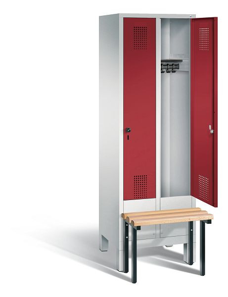 C+P Evolo garderobe, H1850xW610xD815mm, kleur: lichtgrijs/robijnrood, 48030-20 S10011