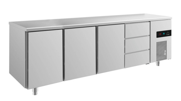 A&S Polarny koeltafel -2 tot +8°C met 3x deuren en 1x drie laden rechts, 2330 x 700 x 850 mm, KT4TTTD