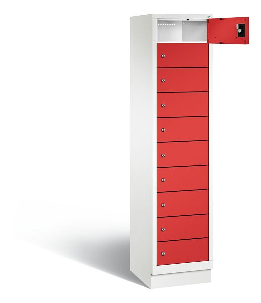 C+P lockerkast Evolo, H1850xB420xD500mm, kleur: verkeerswit / vuurrood, 48020-1210 S10162